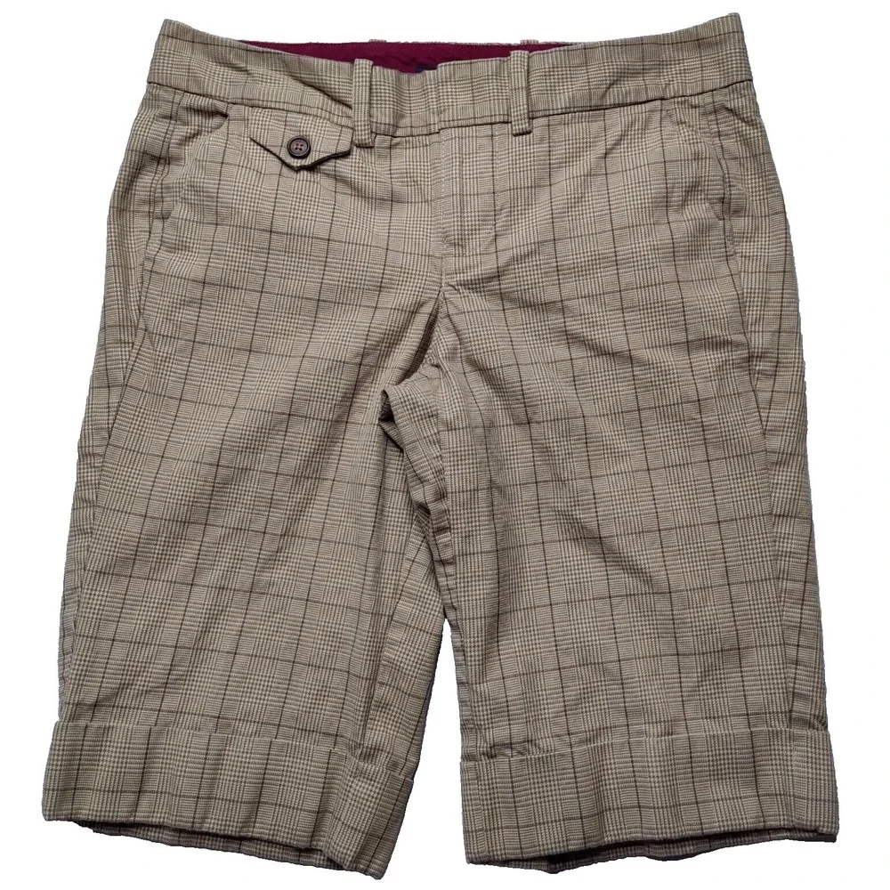 TOMMY‎ HILFIGER Women Size 4 Brown Plaid Cotton 13